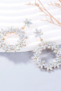 Rhinestone Flower Dangle Earrings - Coolpeacock