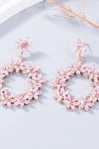 Rhinestone Flower Dangle Earrings - Coolpeacock