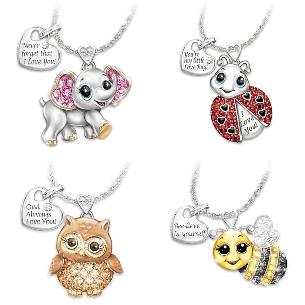 Rhinestone Owl Pendant Necklace - Coolpeacock