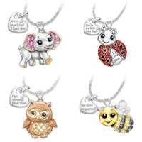 Rhinestone Owl Pendant Necklace - Coolpeacock