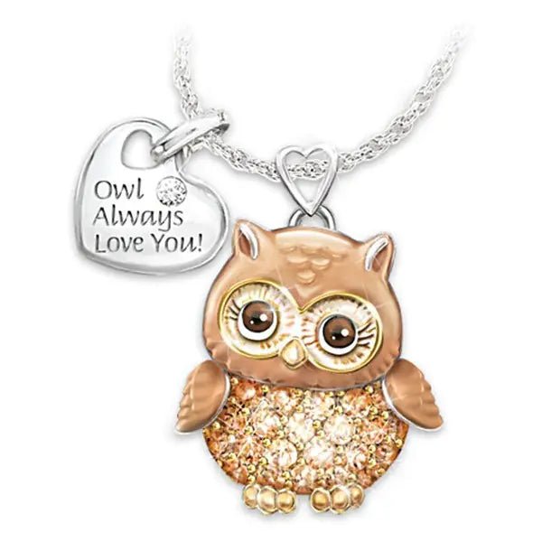 Rhinestone Owl Pendant Necklace - Coolpeacock