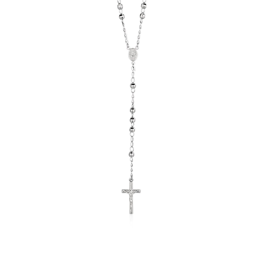 Rosary Chain and Large Bead Necklace in Sterling Silver - Coolpeacock