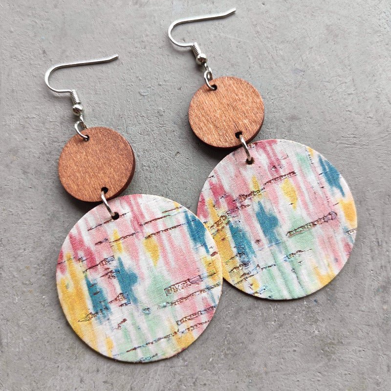 Round Shape Wooden Dangle Earrings - Coolpeacock