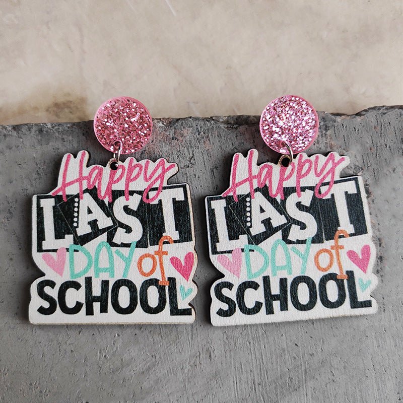 School Theme Wooden Dangle Earrings - Coolpeacock