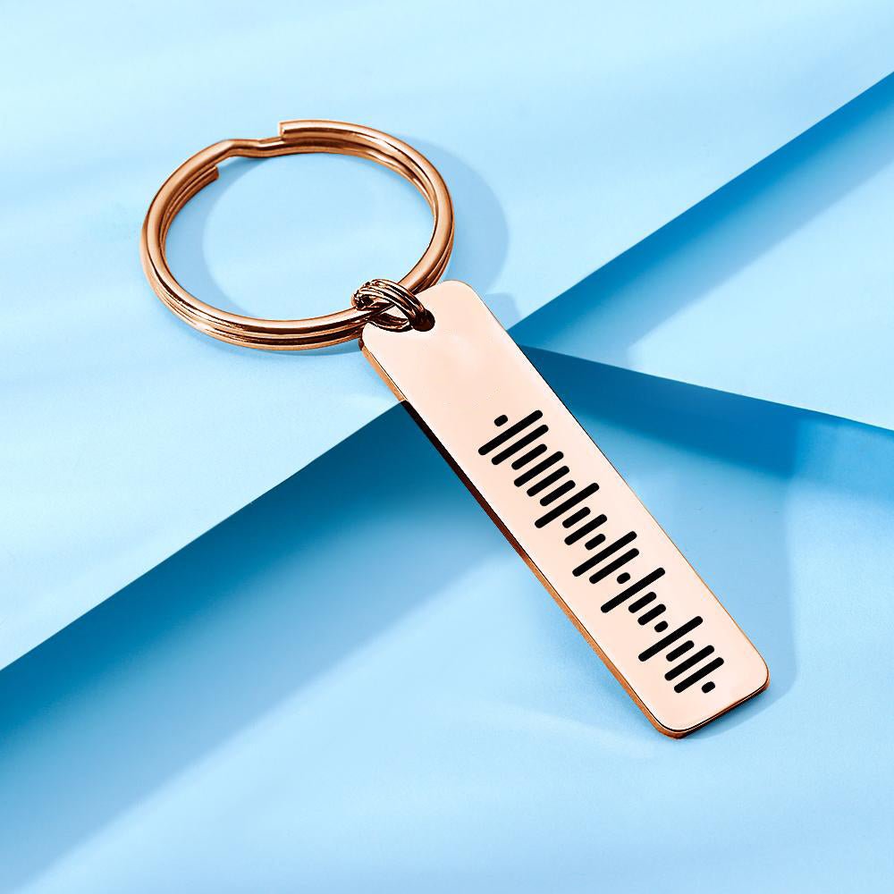 Single Side Engraved Stainless Steel Scannable Code Music Keychain - Coolpeacock