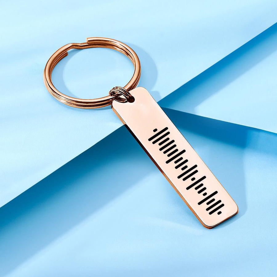 Single Side Engraved Stainless Steel Scannable Code Music Keychain - Coolpeacock