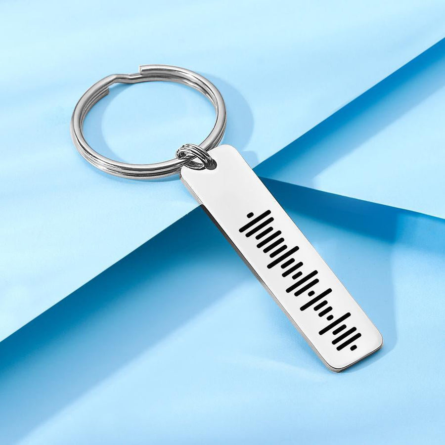 Single Side Engraved Stainless Steel Scannable Code Music Keychain - Coolpeacock