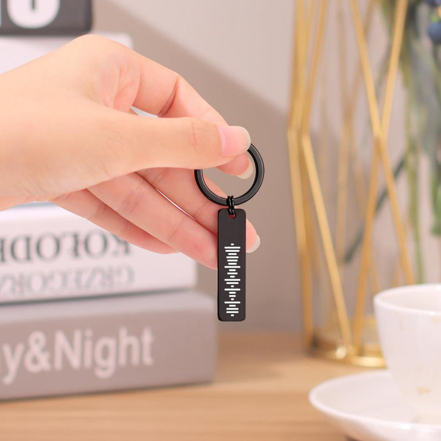 Single Side Engraved Stainless Steel Scannable Code Music Keychain - Coolpeacock