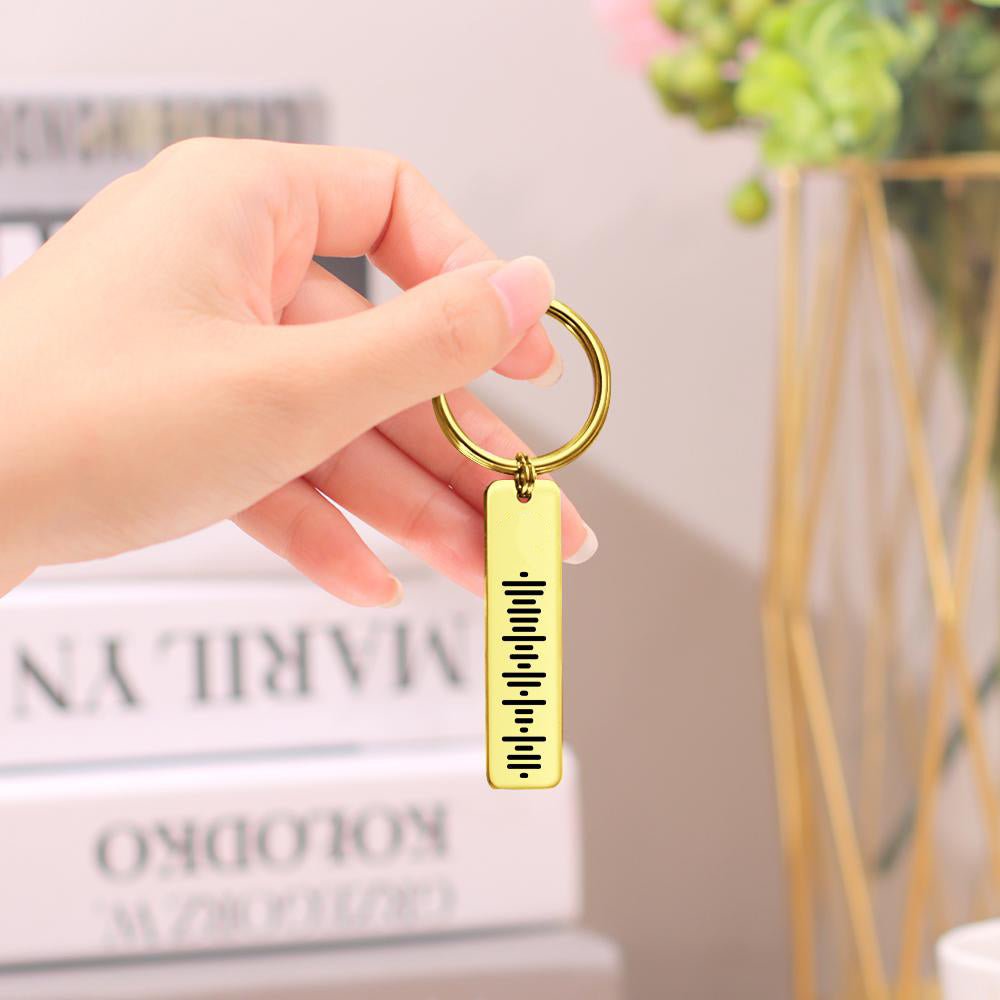 Single Side Engraved Stainless Steel Scannable Code Music Keychain - Coolpeacock