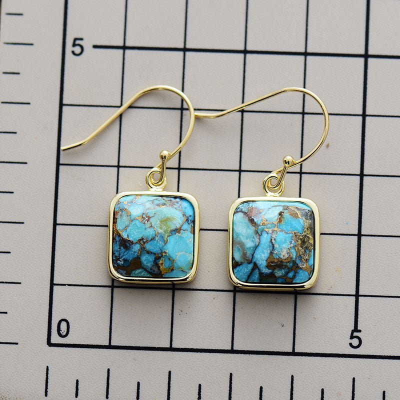 Square Copper Drop Earrings - Coolpeacock