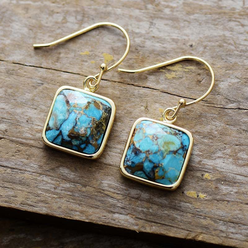 Square Copper Drop Earrings - Coolpeacock