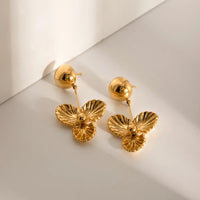 Stainless Steel Flower Dangle Earrings - Coolpeacock