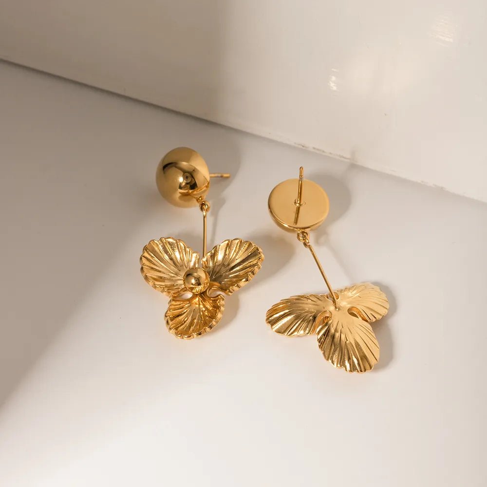 Stainless Steel Flower Dangle Earrings - Coolpeacock