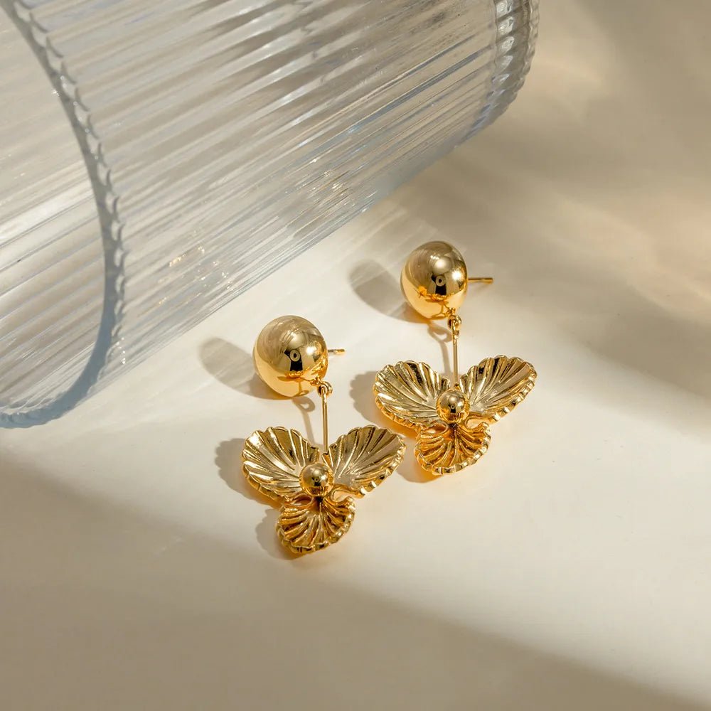 Stainless Steel Flower Dangle Earrings - Coolpeacock