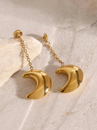 Stainless Steel Moon Dangle Earrings - Coolpeacock