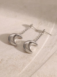 Stainless Steel Moon Dangle Earrings - Coolpeacock