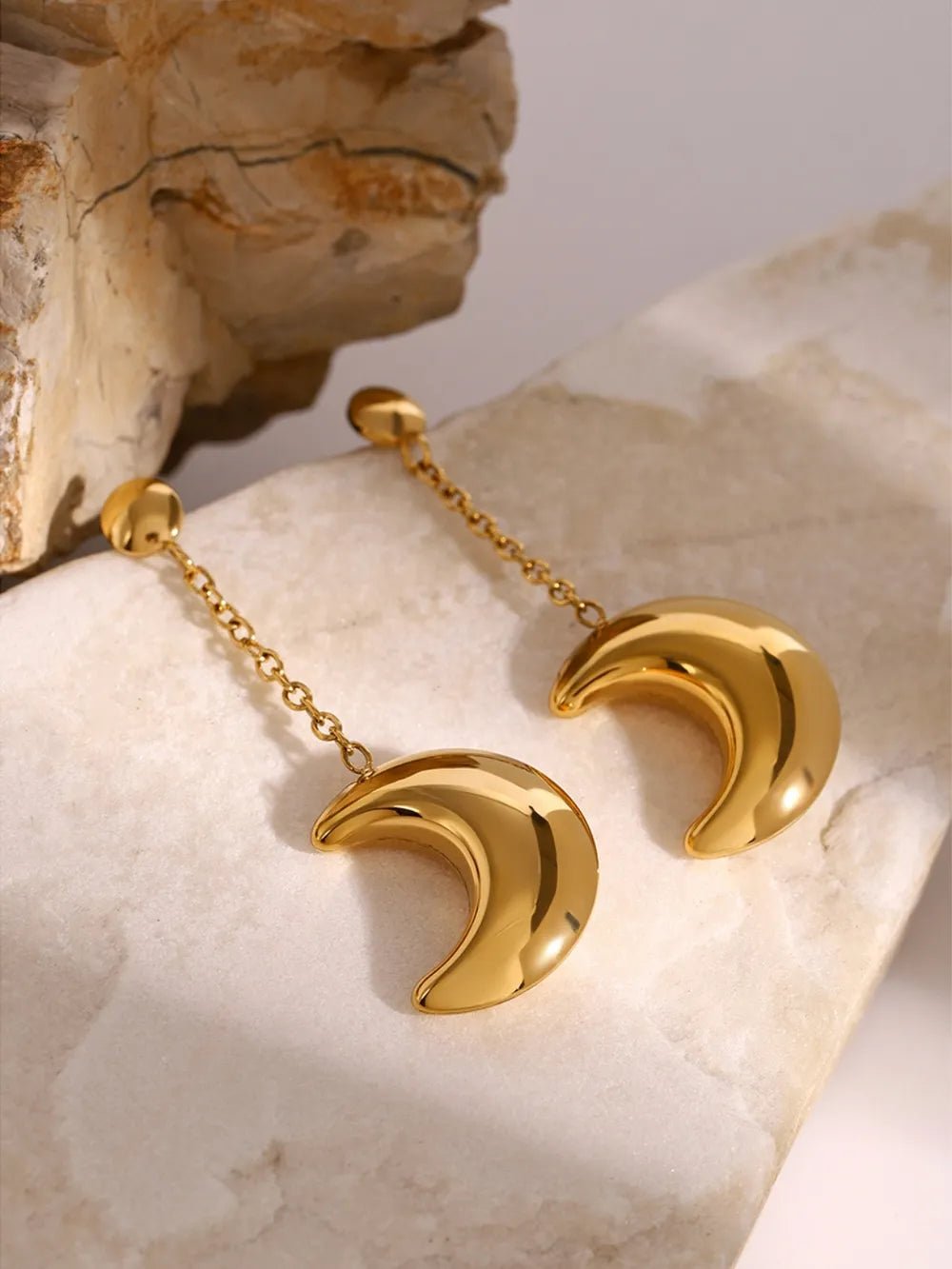 Stainless Steel Moon Dangle Earrings - Coolpeacock