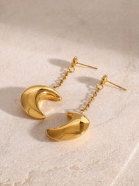 Stainless Steel Moon Dangle Earrings - Coolpeacock