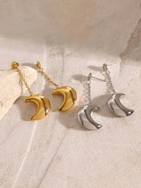 Stainless Steel Moon Dangle Earrings - Coolpeacock