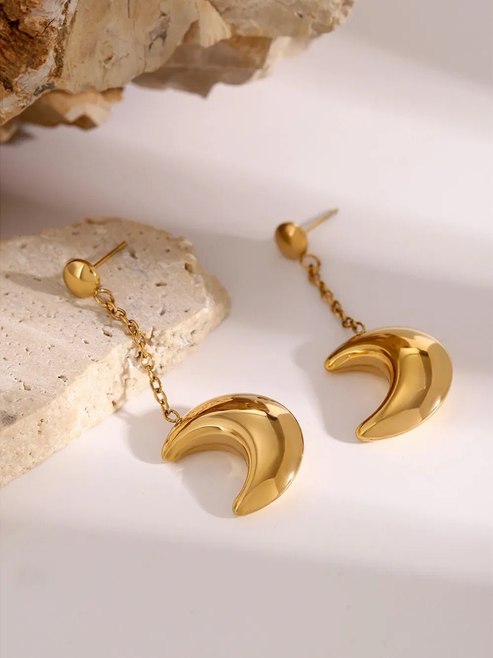 Stainless Steel Moon Dangle Earrings - Coolpeacock