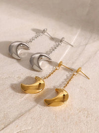 Stainless Steel Moon Dangle Earrings - Coolpeacock