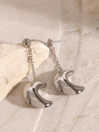 Stainless Steel Moon Dangle Earrings - Coolpeacock