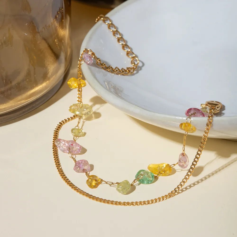 Stainless Steel Natural Stone Double Layered Bracelet - Coolpeacock