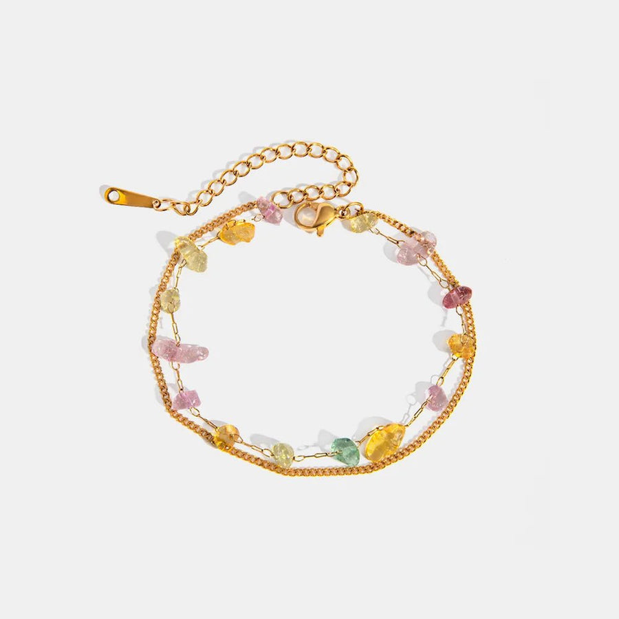 Stainless Steel Natural Stone Double Layered Bracelet - Coolpeacock