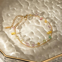 Stainless Steel Natural Stone Double Layered Bracelet - Coolpeacock