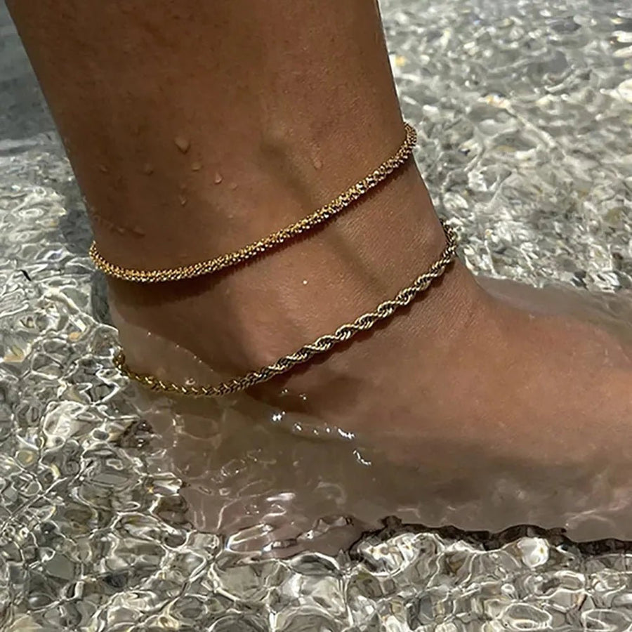 Stainless Steel Twist Chain Ankle Bracelet - Coolpeacock