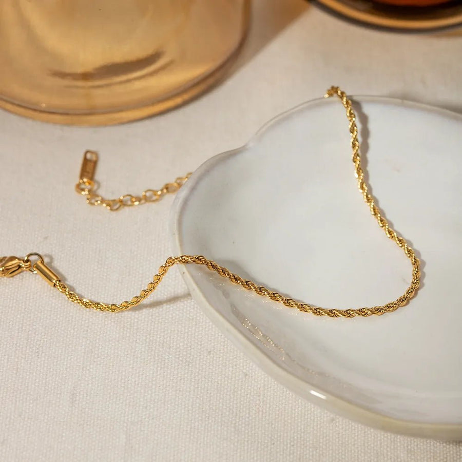 Stainless Steel Twist Chain Ankle Bracelet - Coolpeacock