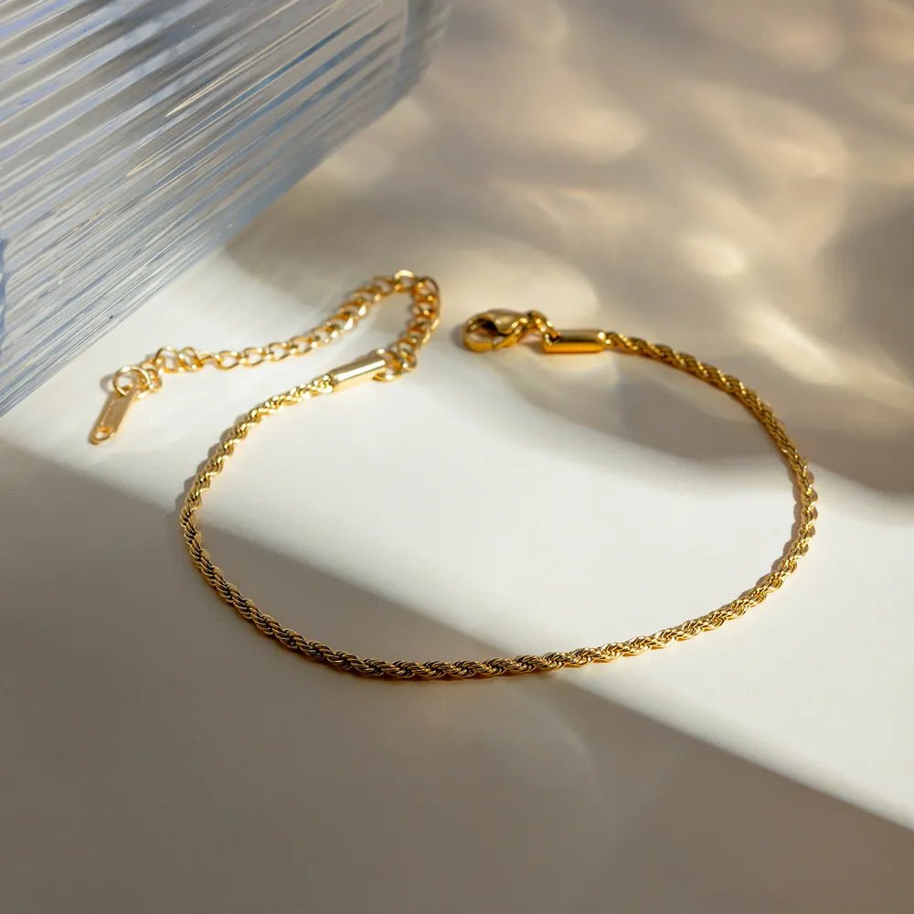 Stainless Steel Twist Chain Ankle Bracelet - Coolpeacock