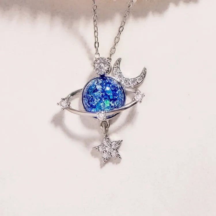 Starry Sky Inlaid Zircon Moon Star Necklace - Coolpeacock