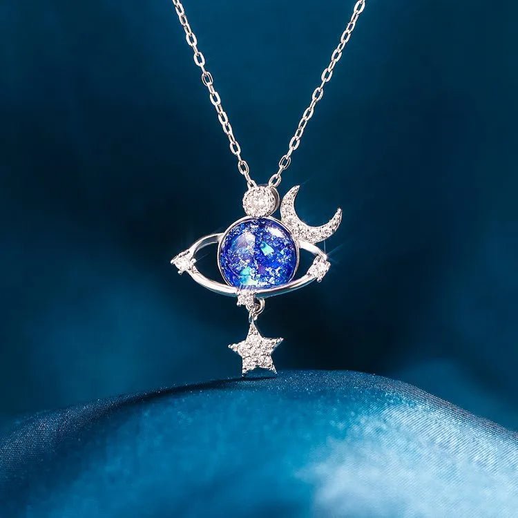 Starry Sky Inlaid Zircon Moon Star Necklace - Coolpeacock