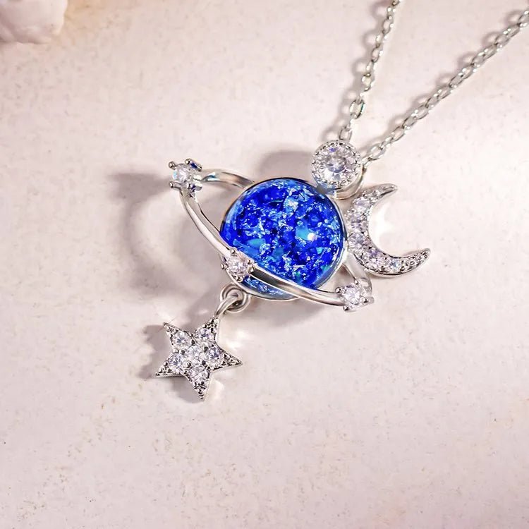 Starry Sky Inlaid Zircon Moon Star Necklace - Coolpeacock