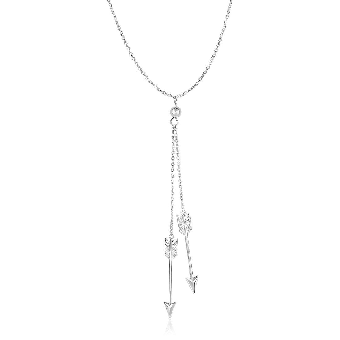 Sterling Silver 18 inch Lariat Necklace with Two Arrows - Coolpeacock