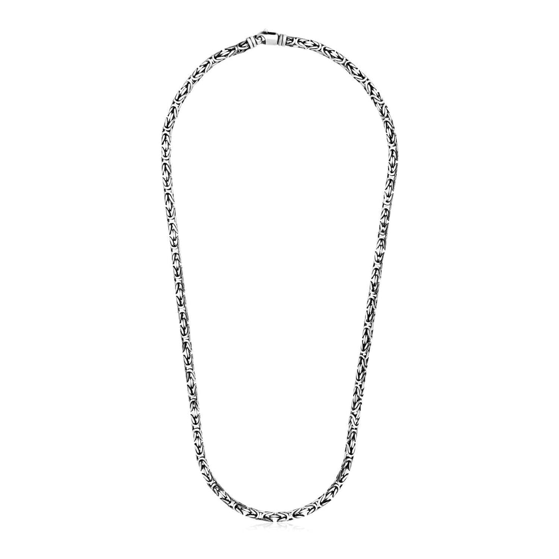 Sterling Silver Gunmetal Finish Byzantine Chain Necklace - Coolpeacock