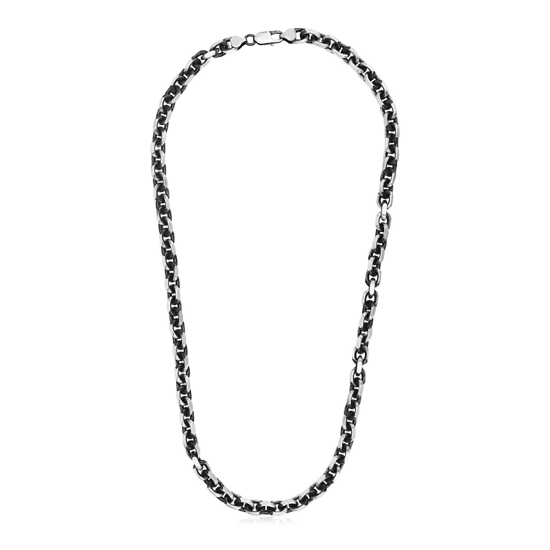 Sterling Silver Gunmetal Finish Oval Link Necklace - Coolpeacock