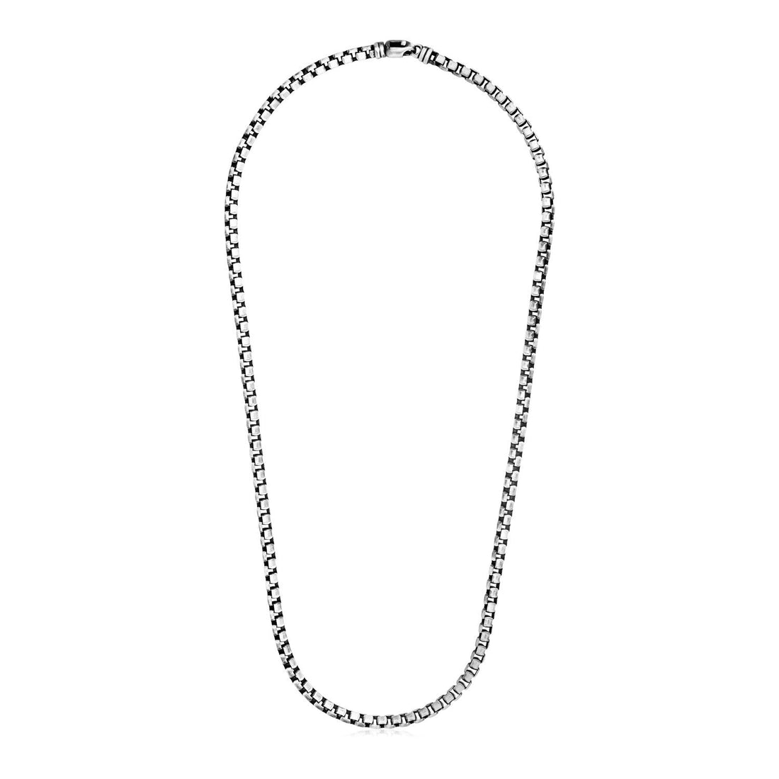 Sterling Silver Gunmetal Finish Round Box Chain Necklace - Coolpeacock