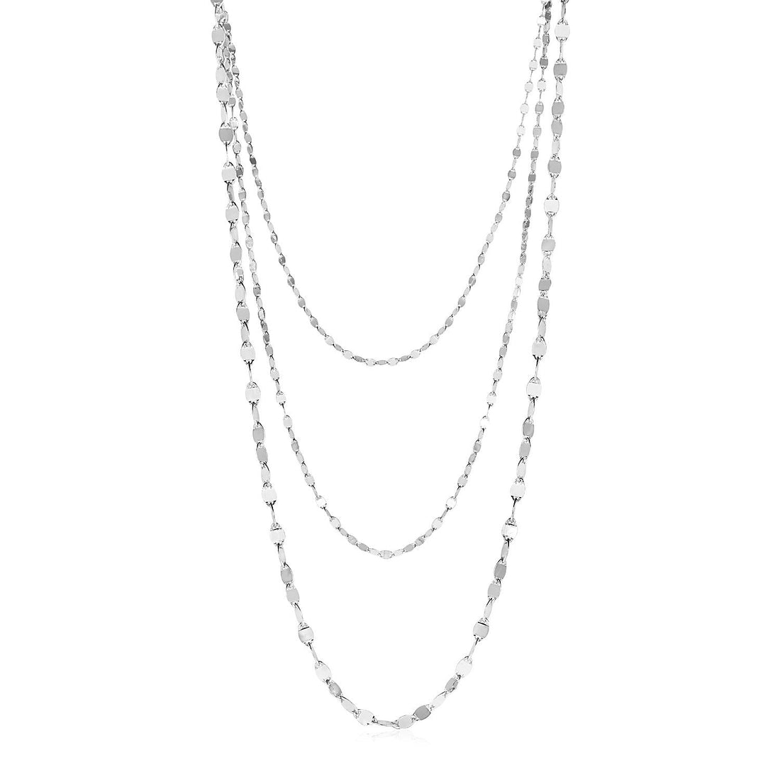 Sterling Silver Three Strand Marina Link Necklace - Coolpeacock