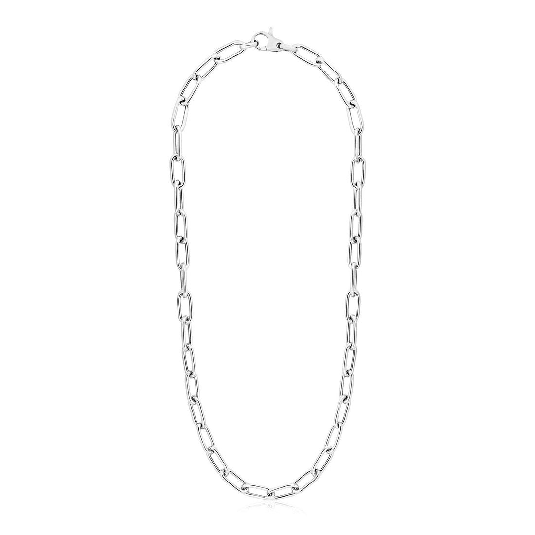 Sterling Silver Wide Paperclip Chain Necklace - Coolpeacock