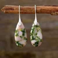 Teardrop Shape Natural Stone Dangle Earrings - Coolpeacock