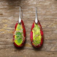 Teardrop Shape Natural Stone Dangle Earrings - Coolpeacock