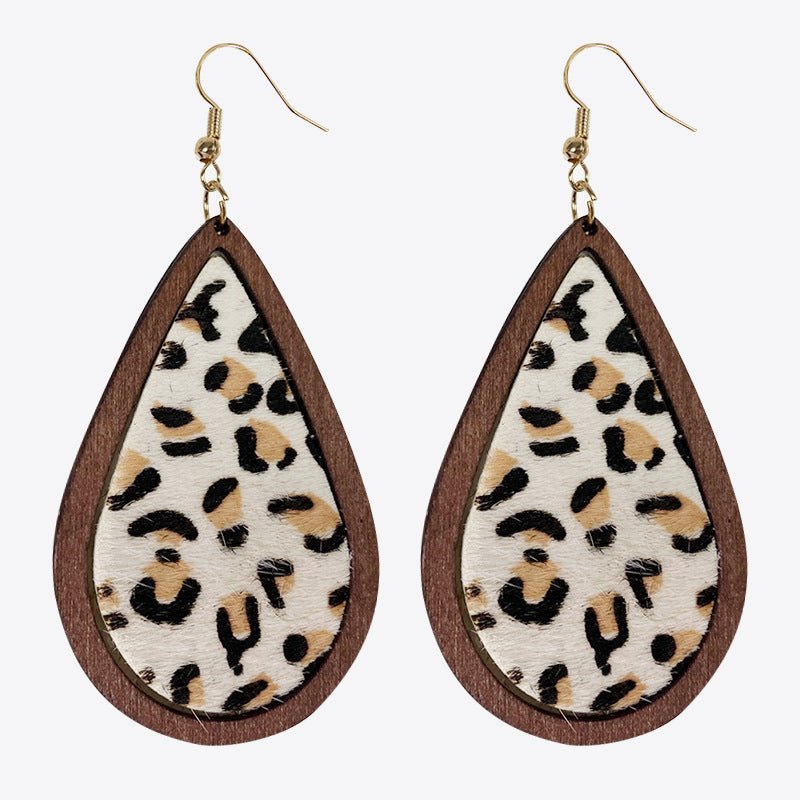 Teardrop Shape Wooden Dangle Earrings - Coolpeacock