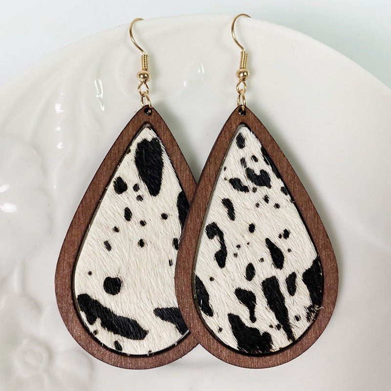 Teardrop Shape Wooden Dangle Earrings - Coolpeacock