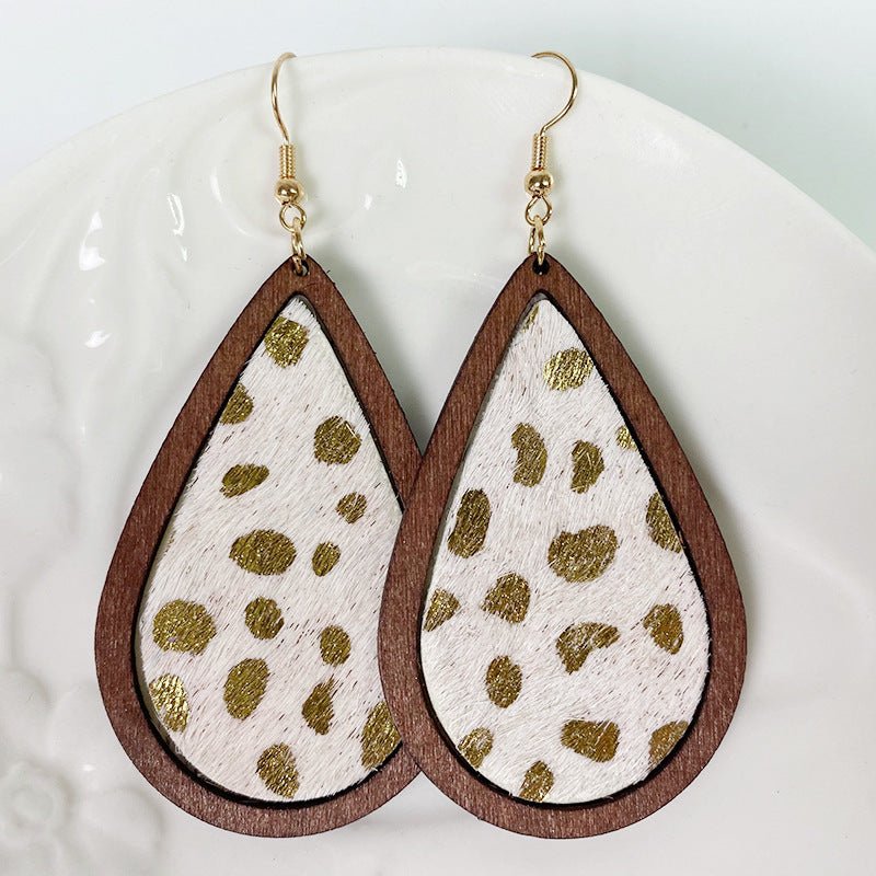 Teardrop Shape Wooden Dangle Earrings - Coolpeacock