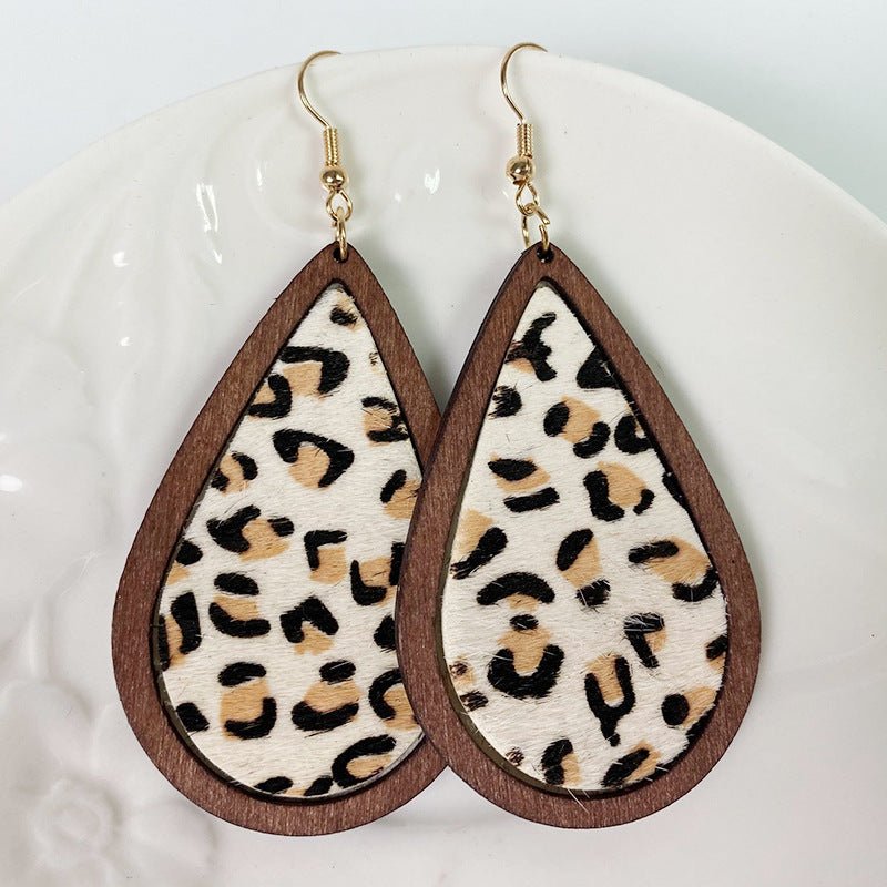 Teardrop Shape Wooden Dangle Earrings - Coolpeacock
