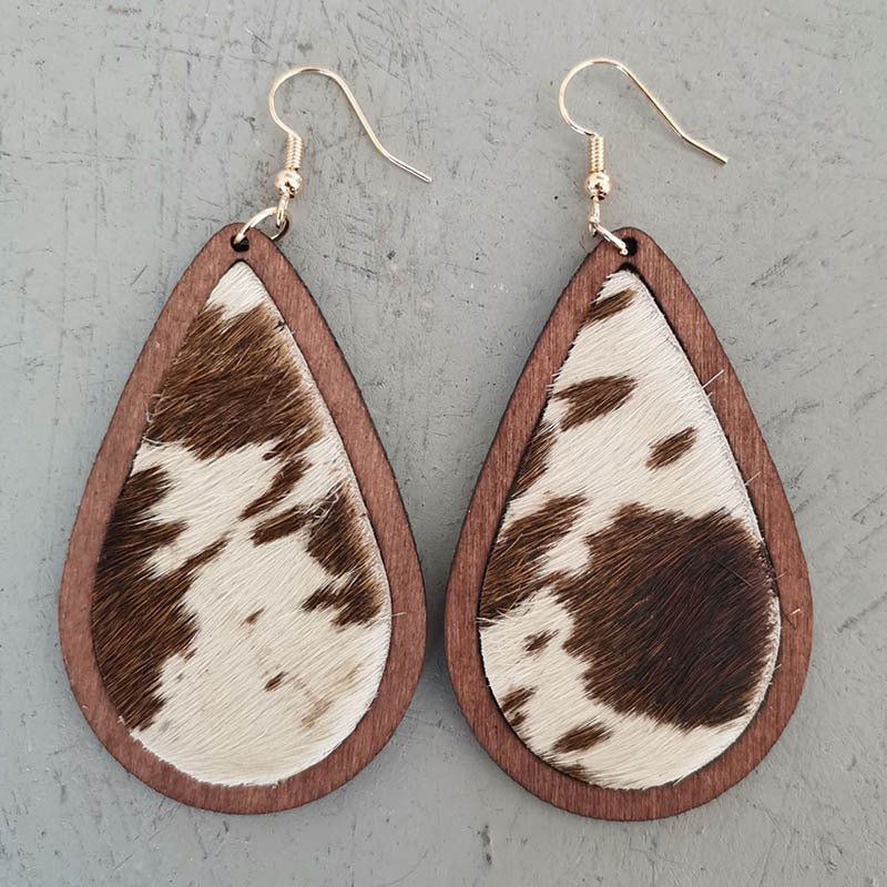 Teardrop Shape Wooden Dangle Earrings - Coolpeacock