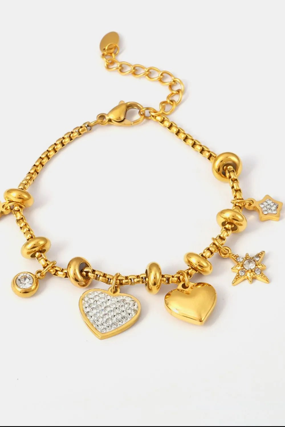 Titanium Steel Inland Zircon Heart Charm Bracelet - Coolpeacock