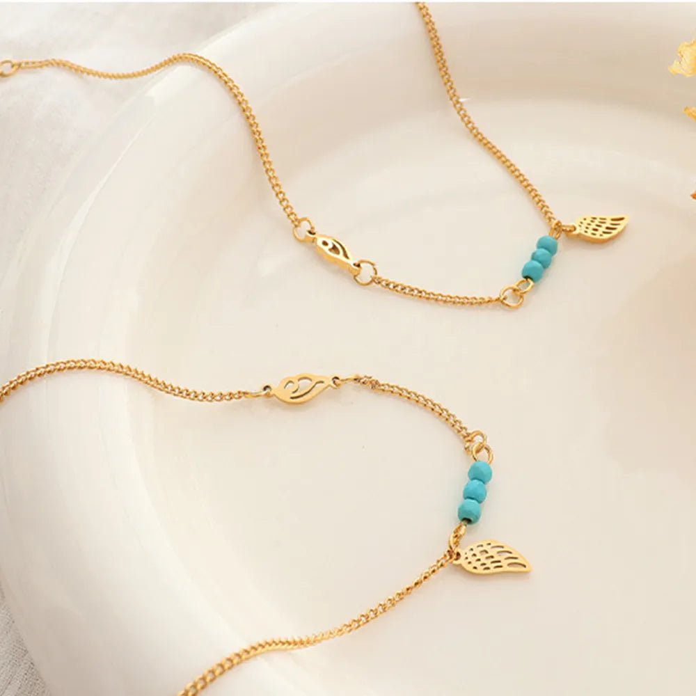 Titanium Steel Wing Shape Charm Anklet Bracelet - Coolpeacock